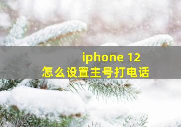 iphone 12怎么设置主号打电话